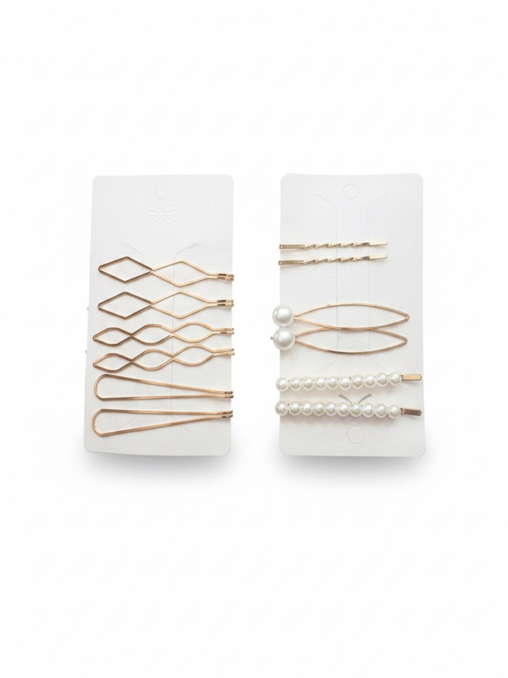 Gold Pearl and Metal Hair Pin Set - Women Accessories